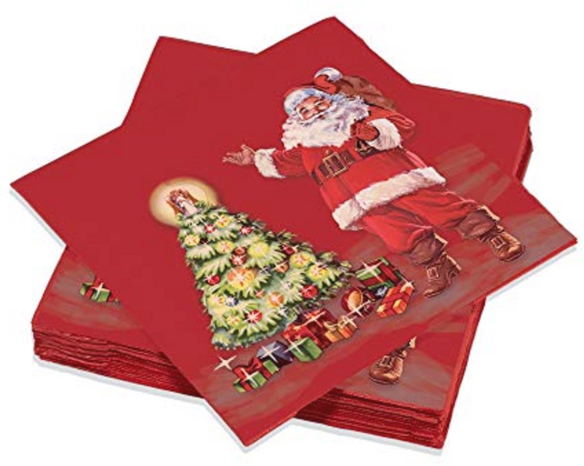 Kerst servetten Santa Claus, 20 stuks, 40 x 40 cm, papieren 3-laags servetten
