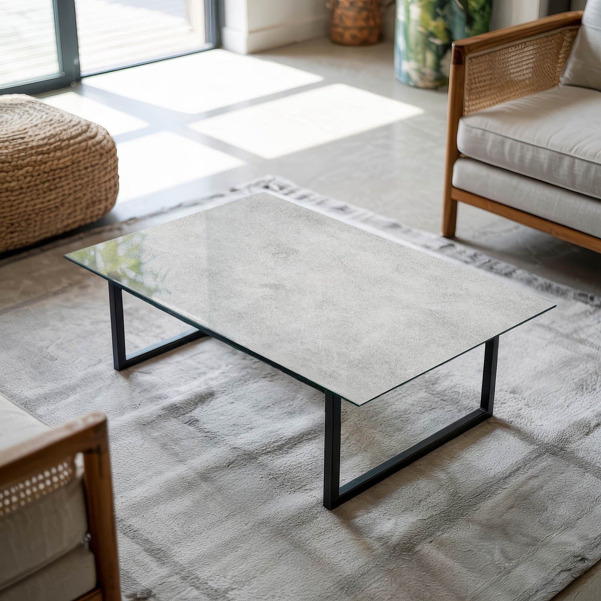 Coloray Tafelblad - Tuintafelblad - 100x70 cm - Grijs - Rechthoek Glazen Tafelblad - Tafel