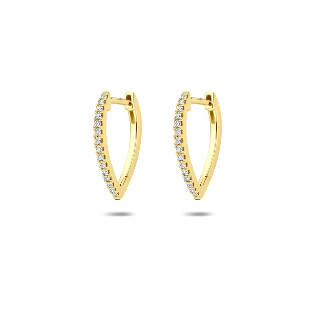 14K Geelgouden klapoorringen 0.12ct 2x 0.06ct g vs 15 mm - 4034966