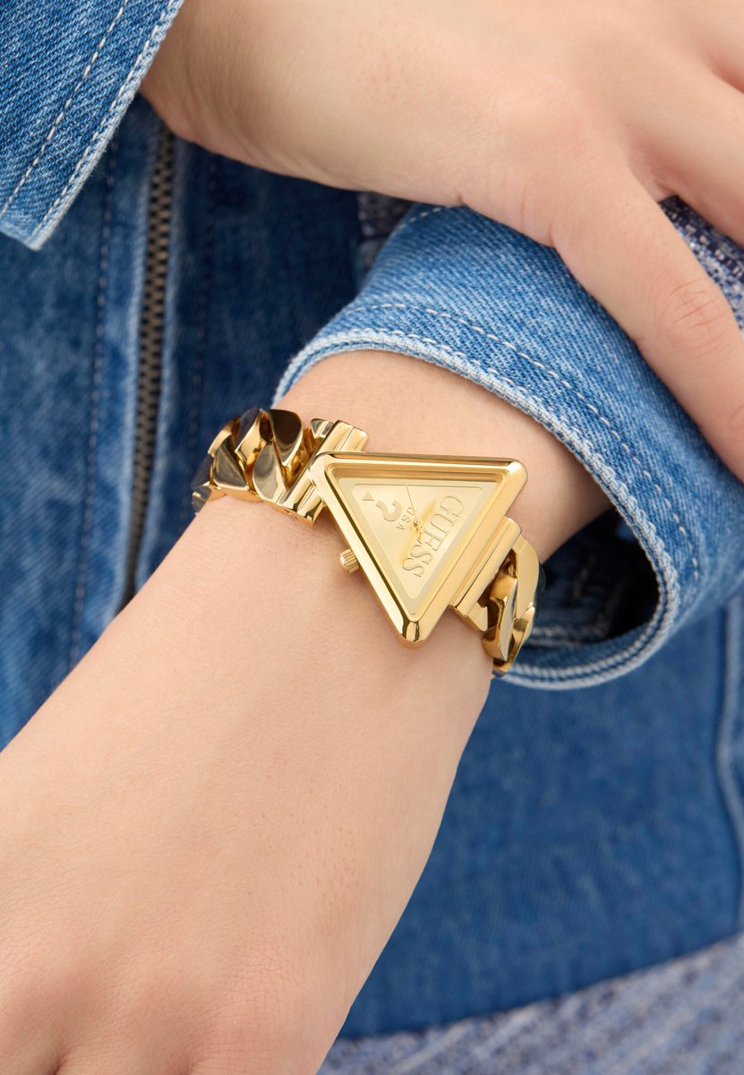 Guess Fame Quartz Analoog Horloge Gouden Toon Case: 100% Recycled Steel | Armband: 100% Recycled Steel 34 mm GW0859L1, GW0859L2