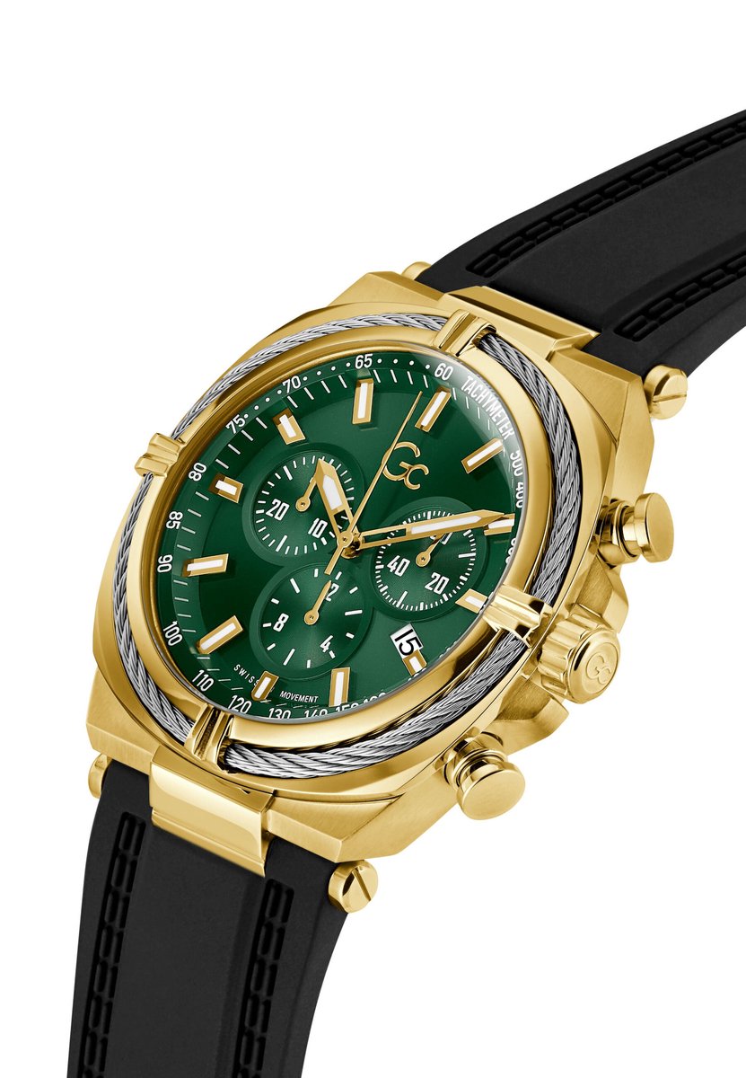 Gc Gc Ironclass Quartz Analoog Horloge Zwart Kast: 100 % Roestvrij Staal | Band: 100 % Siliconen 43 mm Z32006G9