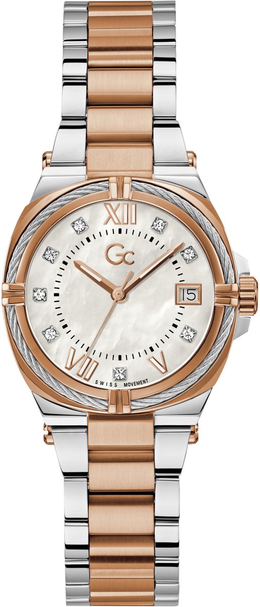 Gc Gc Ironclass Lady Analoog Horloge Zilver En Roségoud Case: 100% Roestvrij Staal | Armband: 100% Roestvrij Staal 32 mm Z43001L1MF