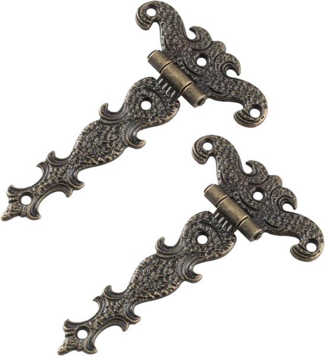 Decoratieve Vintage T-Scharnier Hoekscharnier Brons Rustiek Antiek - Deurscharnieren Geschikt voor Deuren en Poorten - Zwart Smeedijzer - Roestvrij - Retro Design