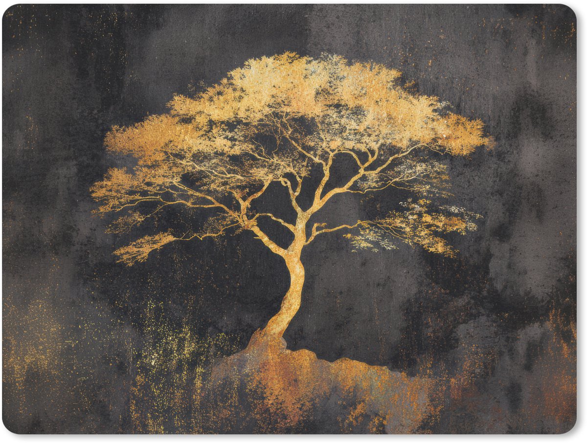 Muismat 23x19 cm - Mousepad Boom - Schilderij - Goud - Abstract - Muismatten