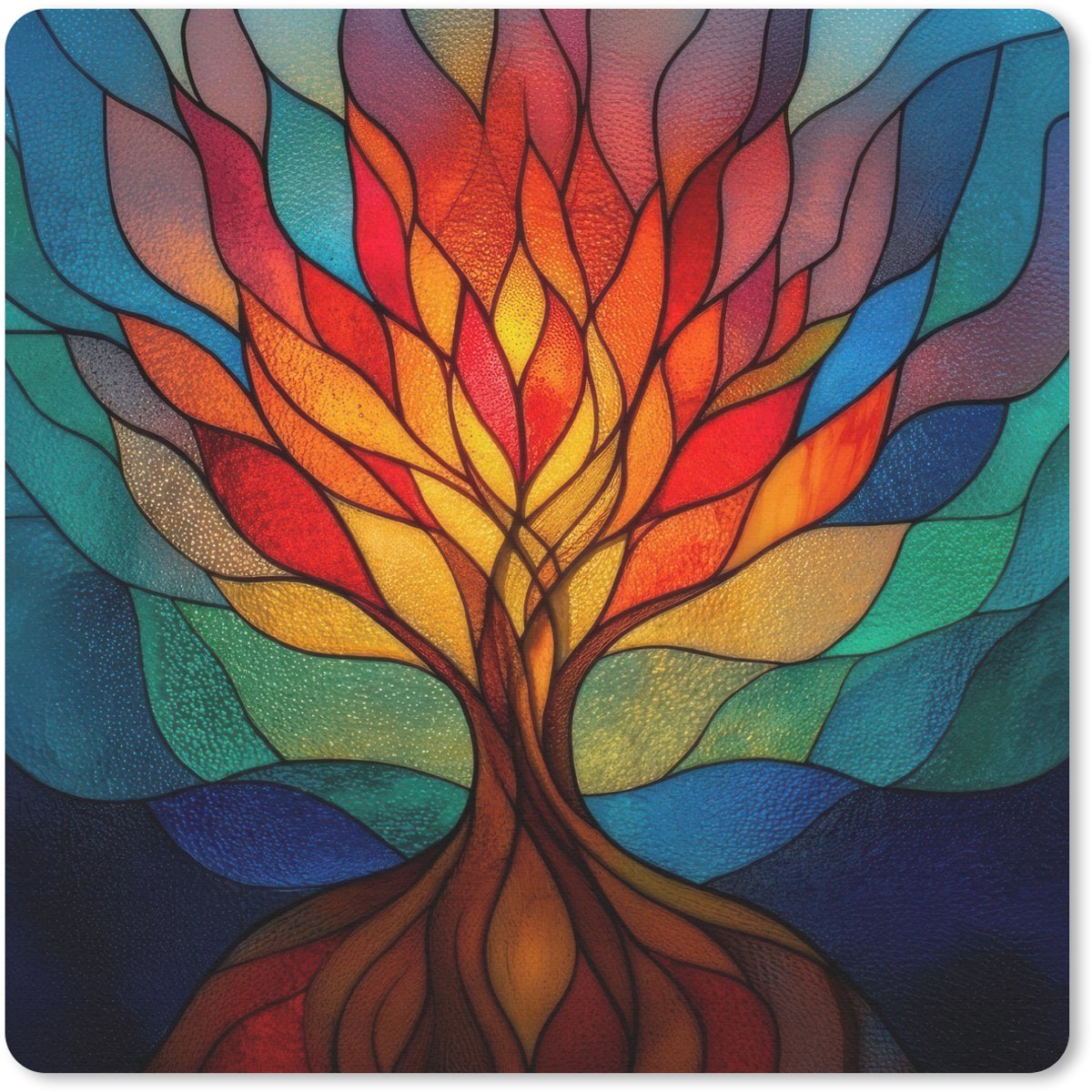 Muismat 20x20 cm - Mousepad Sierglas - Boom - Rood - Vlakken - Muismatten