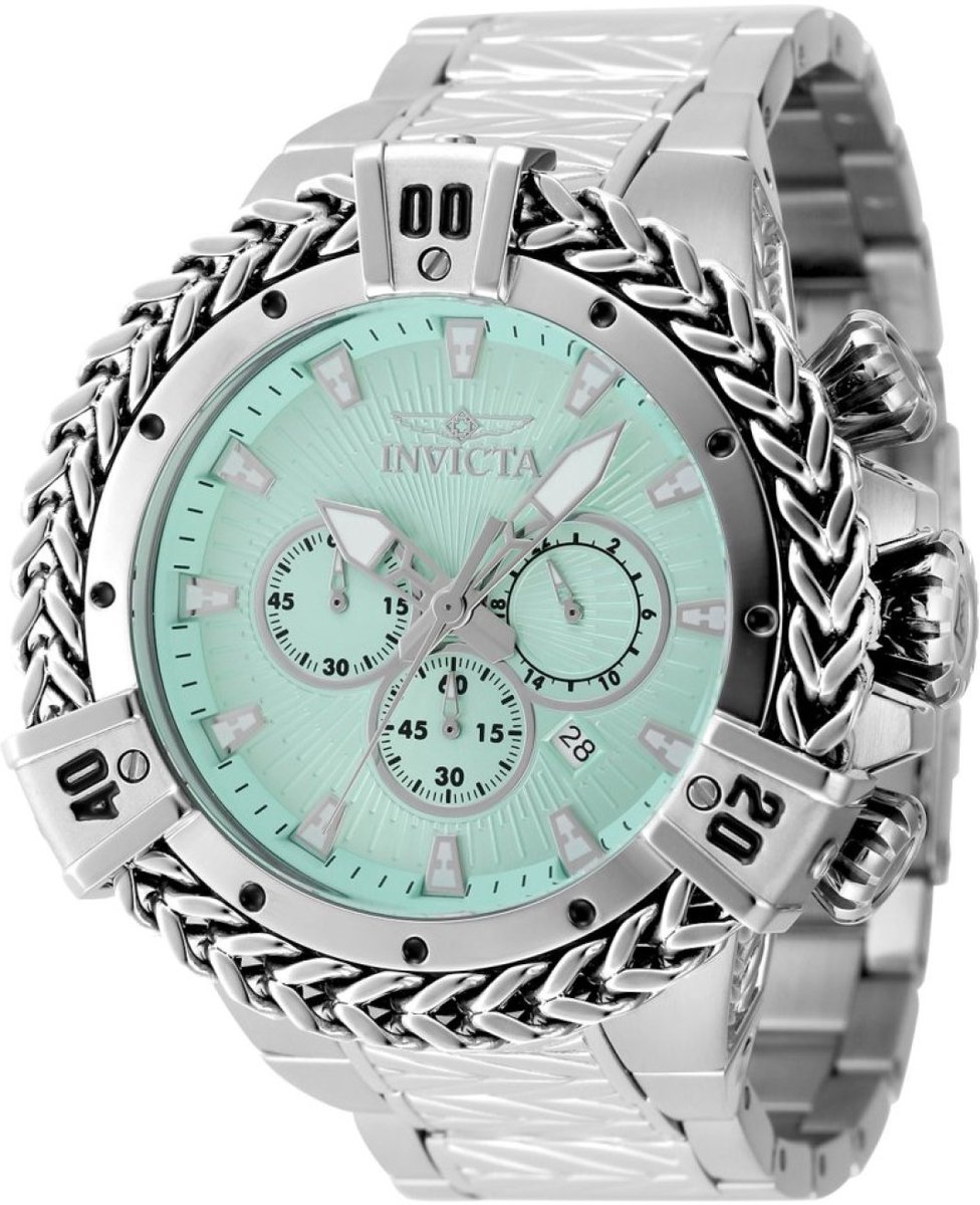 Invicta Bolt 48154 Heren Horloge - Waterdicht - Analoog - Quartz Uurwerk - Roestvrij Staal met blauwe Wijzerplaat - 54mm
