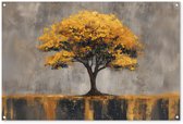 Affiche de jardin 120x80 cm - Décoration de jardin Arbre - Feuilles - Or - Abstrait - Affiche pour le jardin - Décoration extérieure - Palissade tableau de jardin - Toile de jardin décoration murale - Décoration de balcon