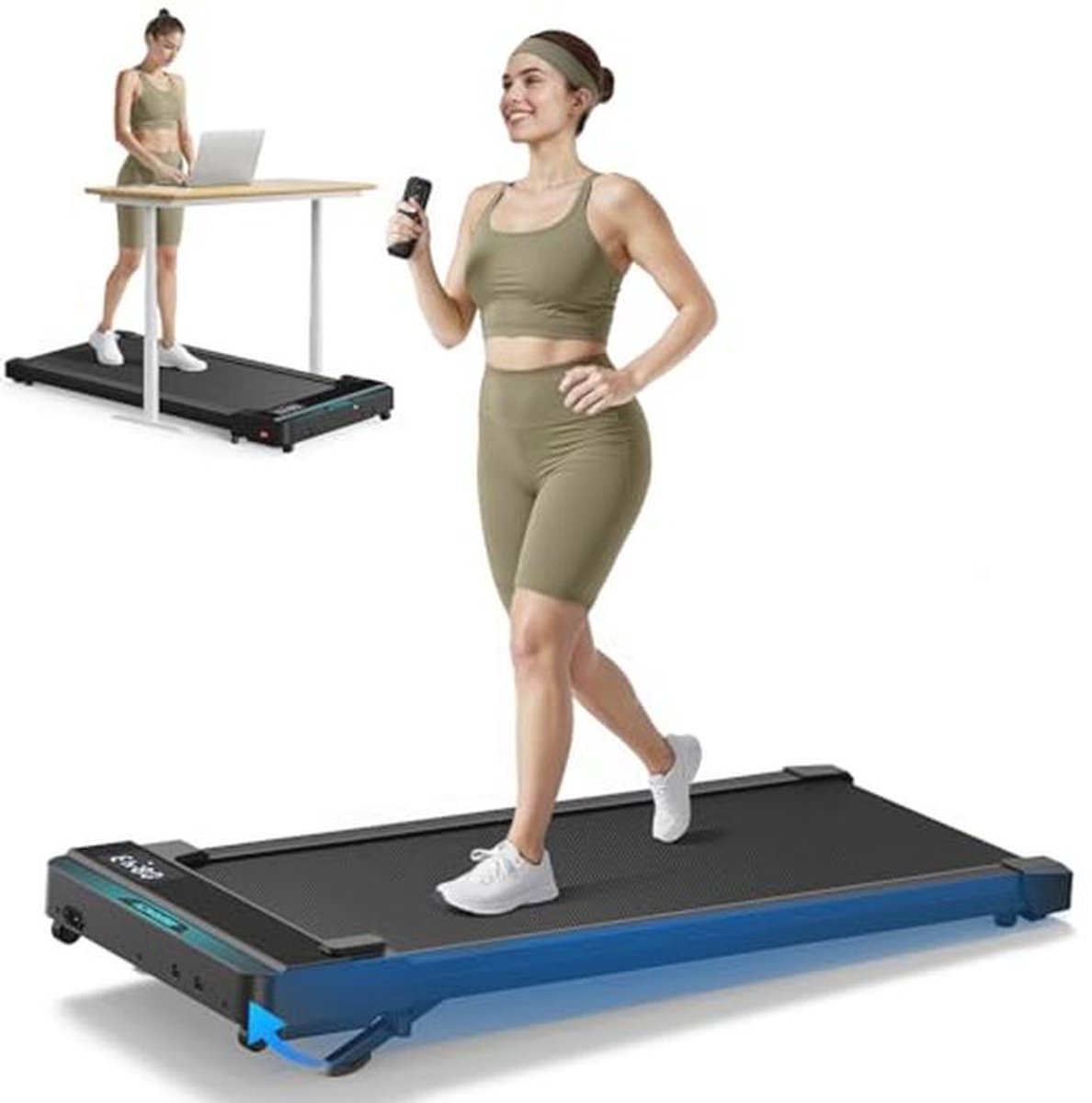 Walking Pad met 5% Helling - Loopband voor Thuis en Kantoor, Afstandsbediening, LED-Display, Tot 136 kg Belastbaar