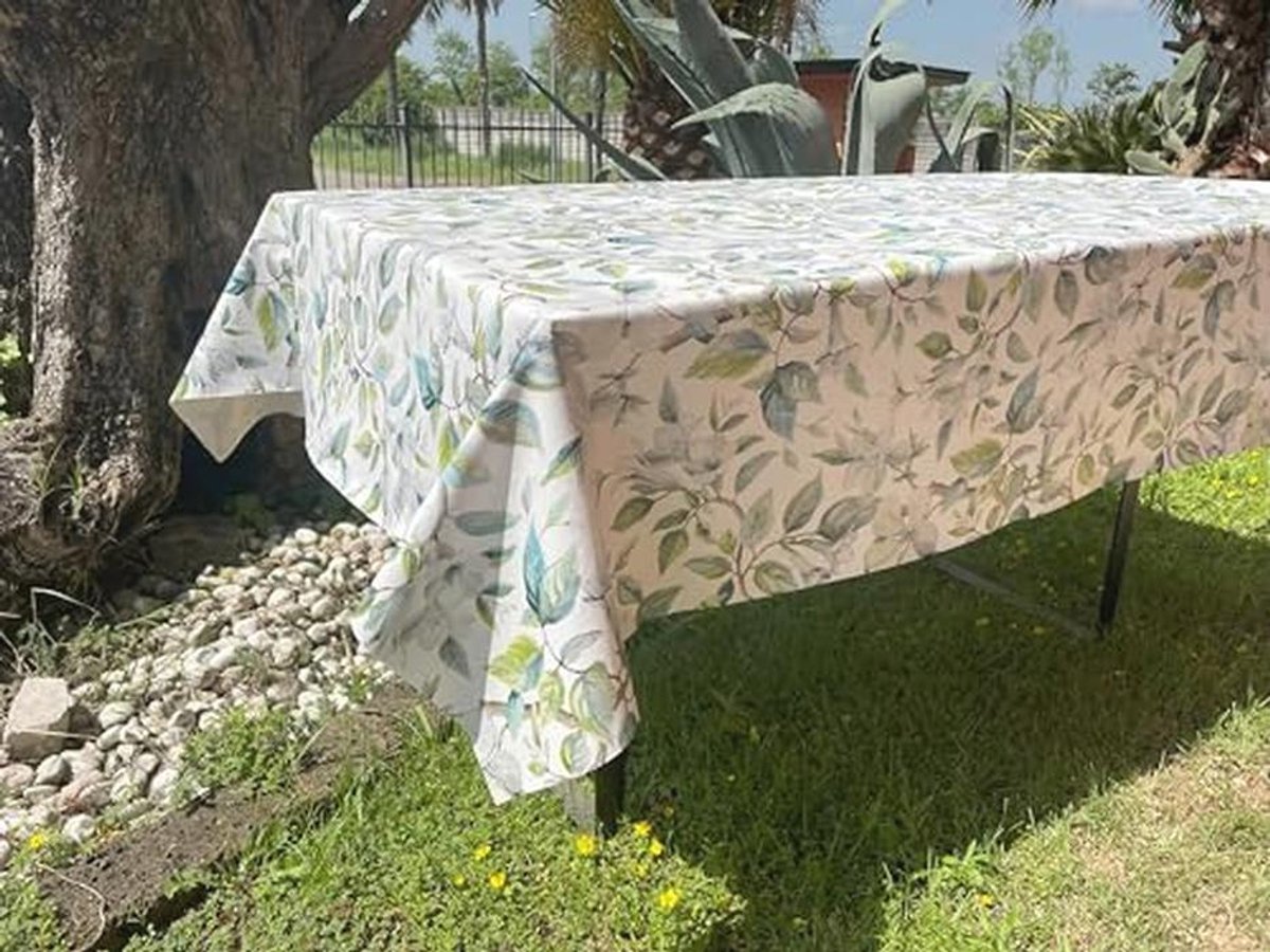 Vuilafstotend tafelkleed PVC met bloemen en bladeren 140 x 140 cm