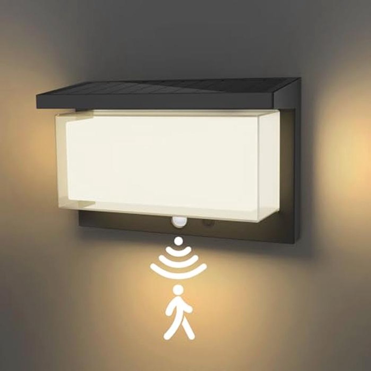 Zonne-energie Wandlamp met Bewegingsmelder voor Buiten - Waterdichte LED Verlichting voor Tuin, Terras en Oprit