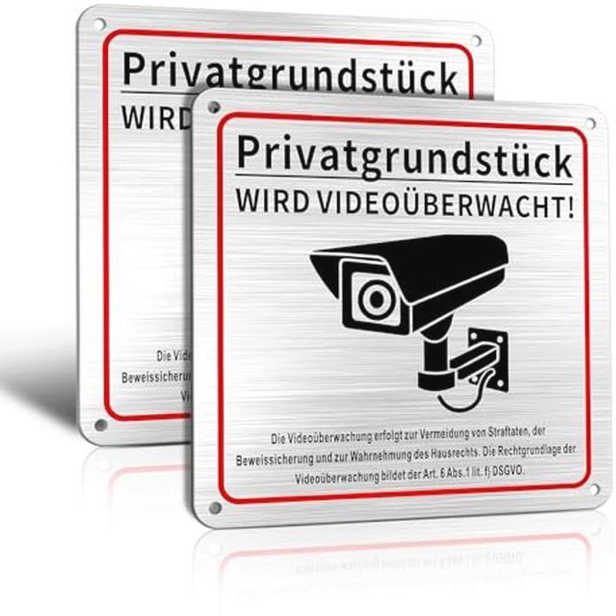 Waarschuwingsbord videobewaking 15x15 cm - Set van 2
