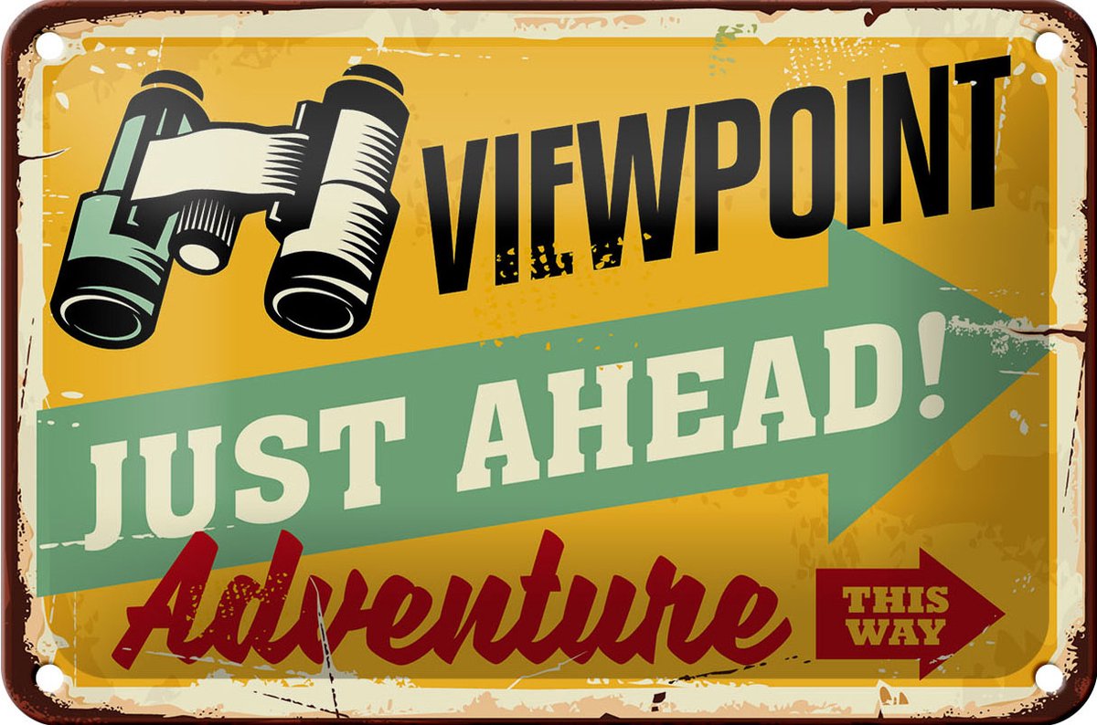 Blechschild Retro 18x12cm Viewpoint Adventure this way