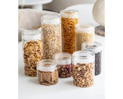 Zoha Glazen Voorraadpot Rond 1200 ml – Set van 2 – Luchtdicht – BPA-vrij – Borosilicaatglas
