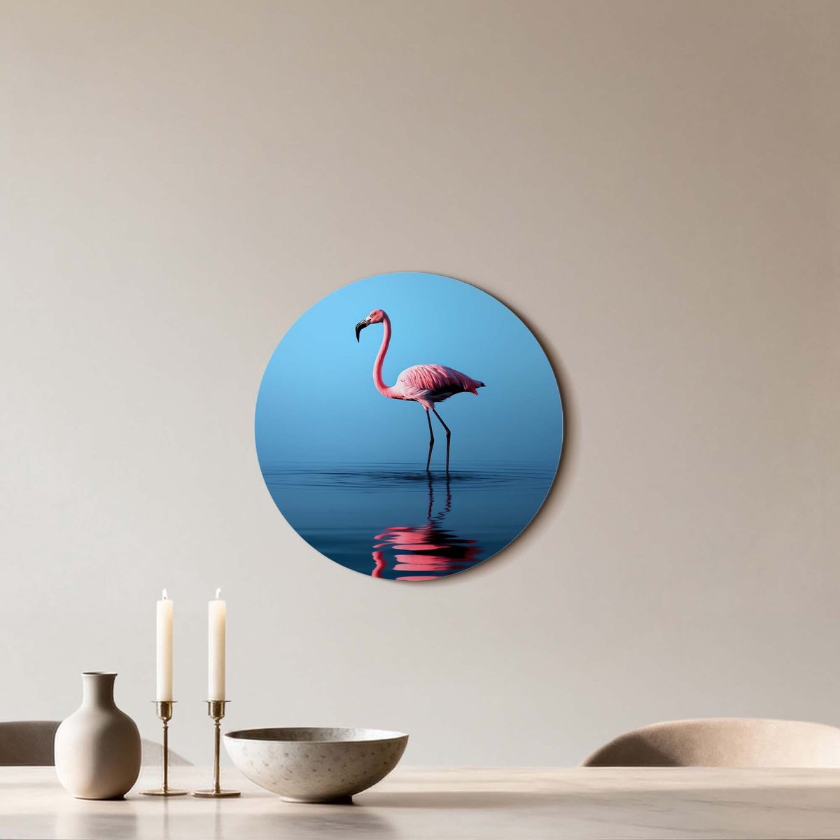 KitchenArt - Blush Reflection - Muurcirkel Binnen - ø 40 cm - Wandcirkel - Mét Ophangsysteem - Wanddecoratie - Muurdecoratie
