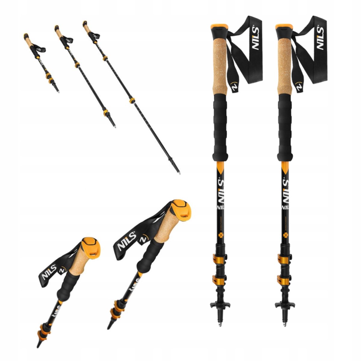 Nils TK8605 Trekkingstokken - Verstelbaar Aluminium, Zwart