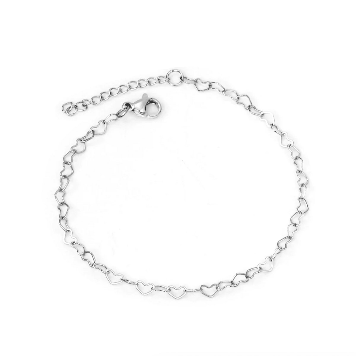 Planet Pink - Armband hartjes ketting zilver - Stainless Steel - Roestvrij Staal rvs - Waterproof