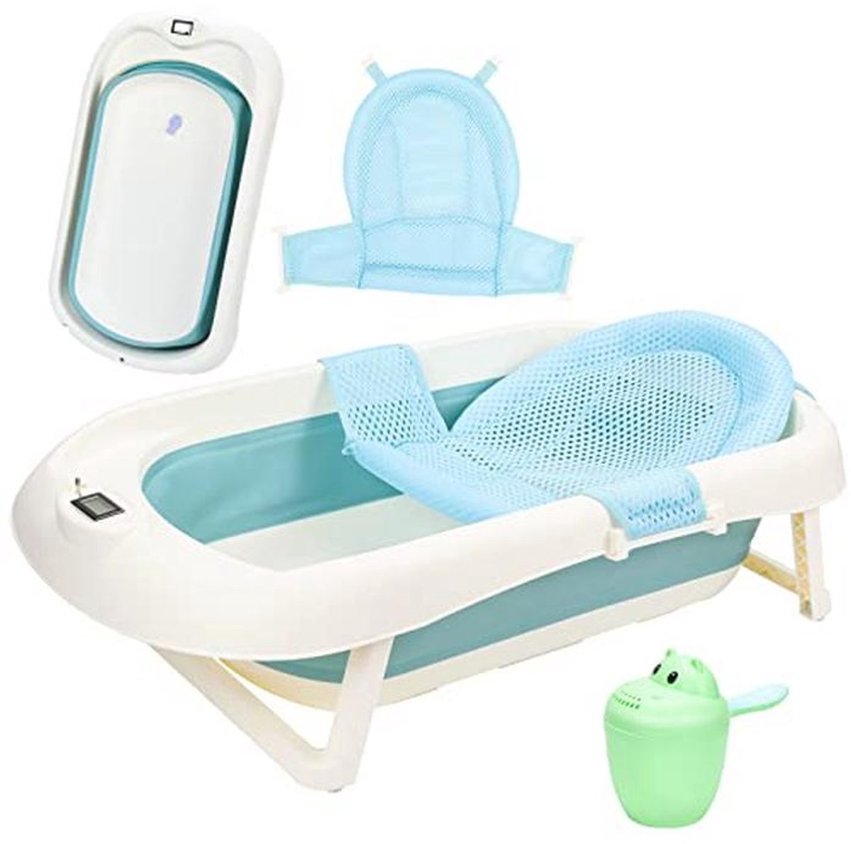 Opvouwbare Babybadkuip met Thermometer en Veiligheidsaccessoires - Voor Baby's van 0-3 Jaar
