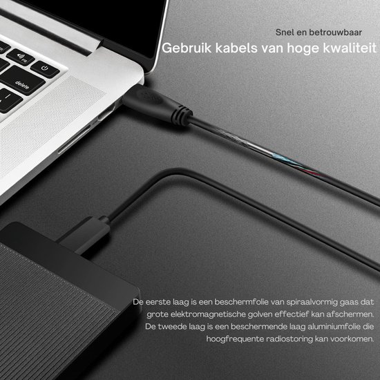 VIN® Externe Harde Schijf Extern 500GB Ultra Slim Draagbare Harde Schijf USB kabel HDD Opslag Compatibel voor PC, Mac, Laptop, Xbox, Xbox One, PS4 (Zwart) HD-006 - 500GB - Zwart van Merkloos — afbeelding 2