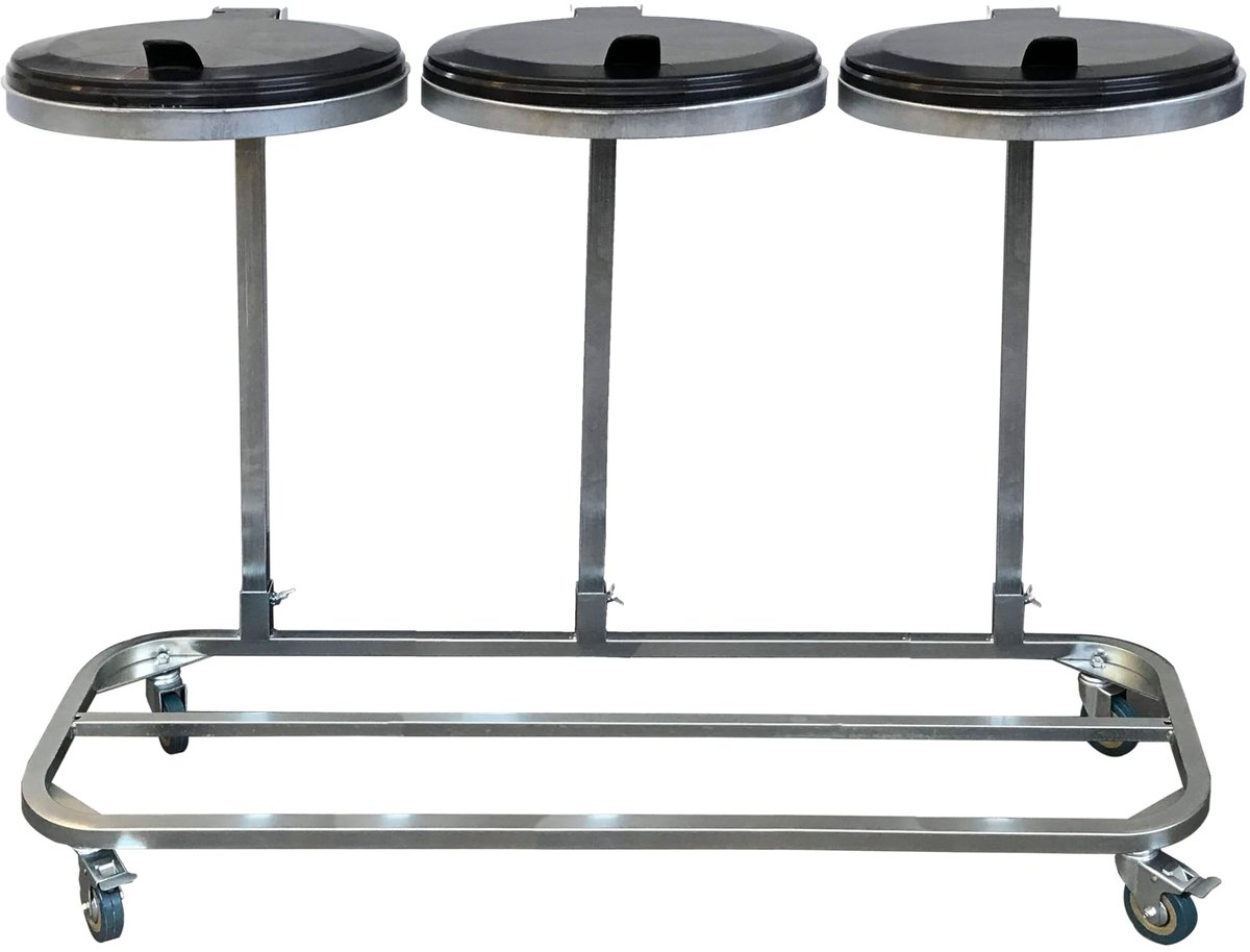 Unyqoos® Mobiele afvalzakhouder voor 120 liter met deksel en zwenkwielen