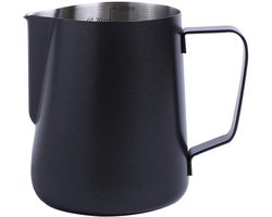 600ml melkkan van roestvrij staal, zwart, geschikt voor koffie- en melkopschuimers, draagbare melkopschuimer met maatverdeling,barista-accessoire, geschikt espresso, cappuccino, latte en andere latte art. voor