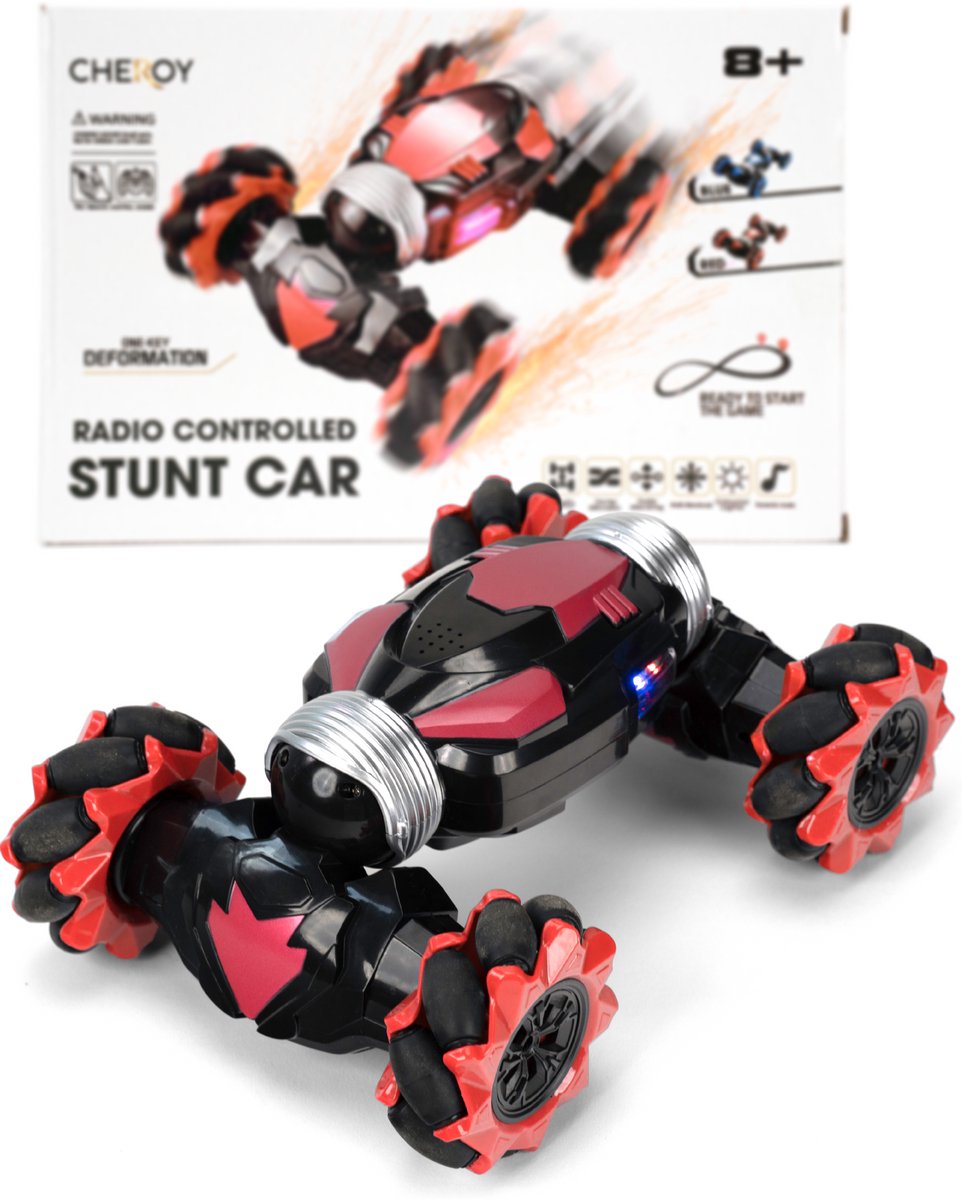 Chéroy RC Stunt Car - Rood - Radiografisch Bestuurbare Stunt Auto - RC Auto - Hyper 4WD Twist - Offroad - Speelgoed voor Binnen en Buiten — afbeelding 6