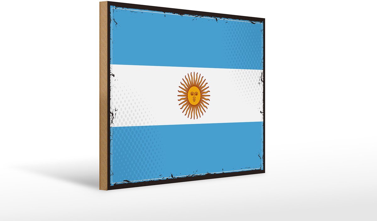 Holzschild Flagge Argentinien 40x30cm Retro Flag Argentina