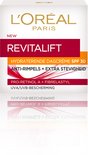 L'Oréal Paris Revitalift hydraterende dagcrème SPF 30. Nieuwe formule. Anti-rimpels + extra stevigheid. Pro-retinol A + Fibrelastyl. UVA/UVB bescherming.