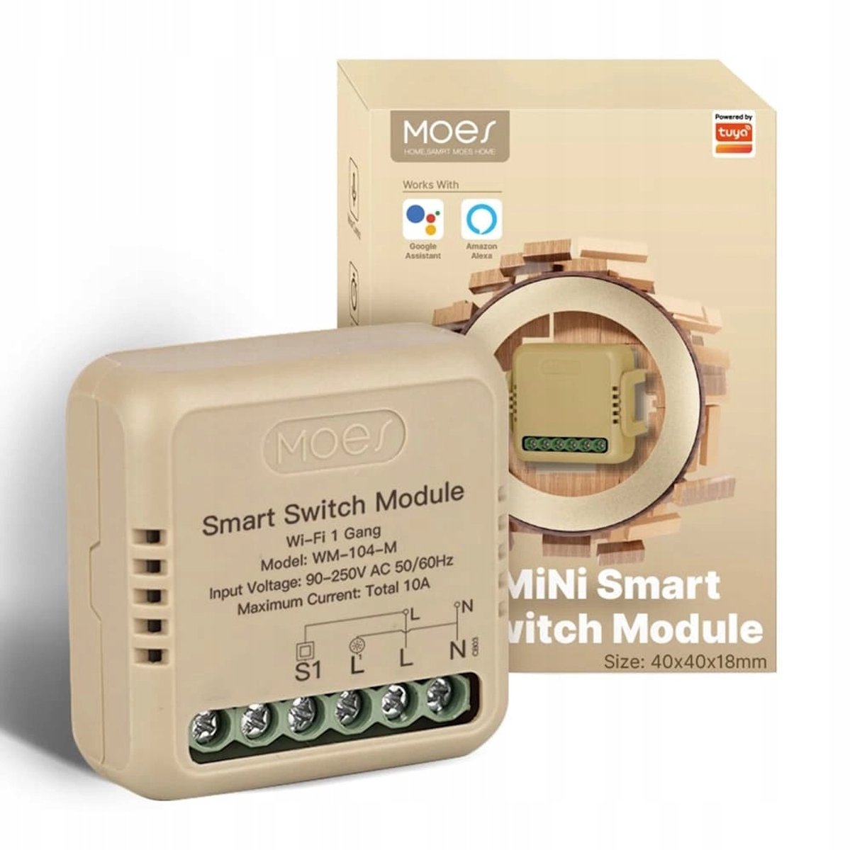 Moes WiFi Mini-relaismodule 1 kanaal Tuya Smart Home