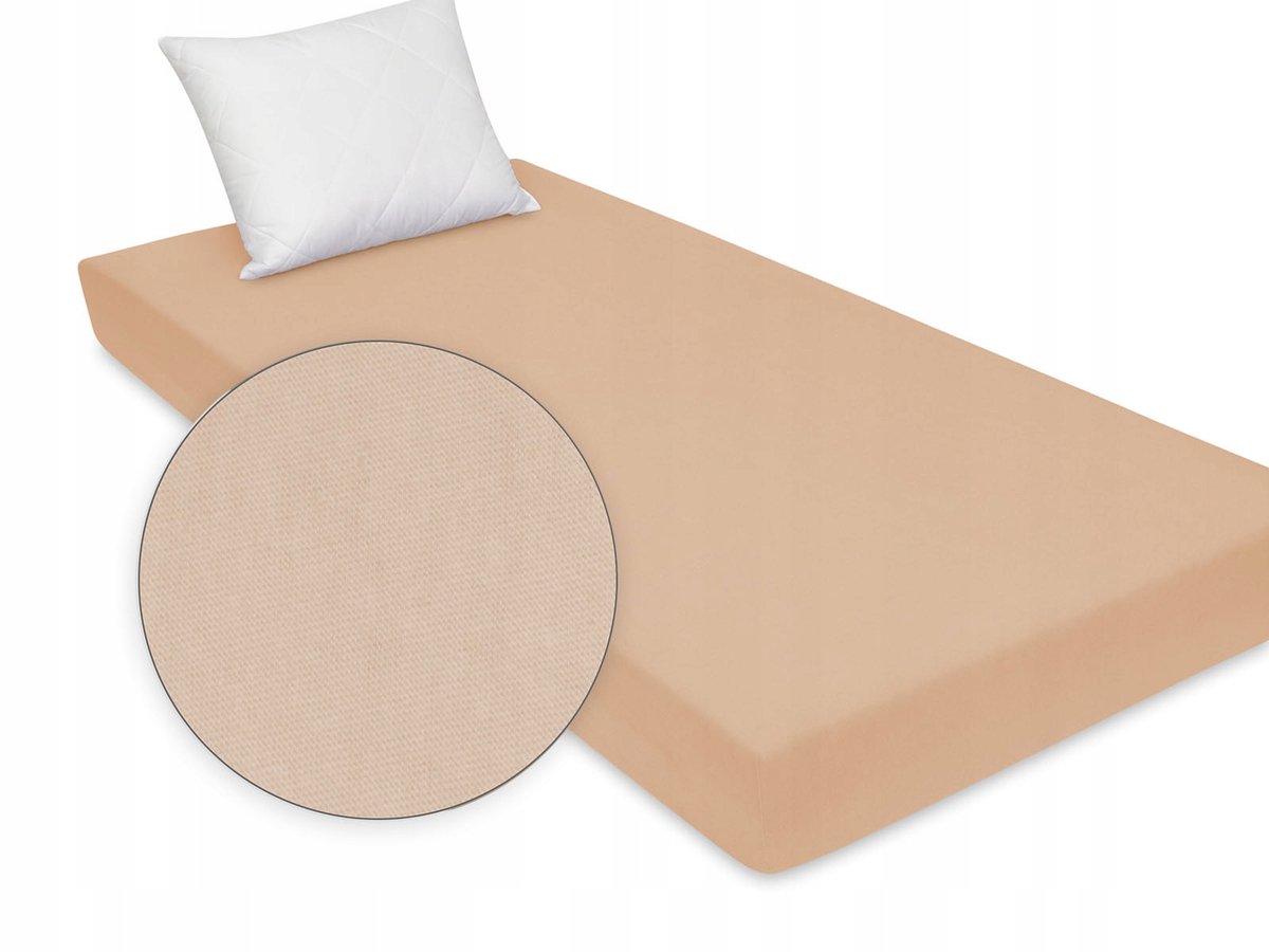 Jersey hoeslaken met elastiek, lichtbeige, 90x200 cm, extra dik