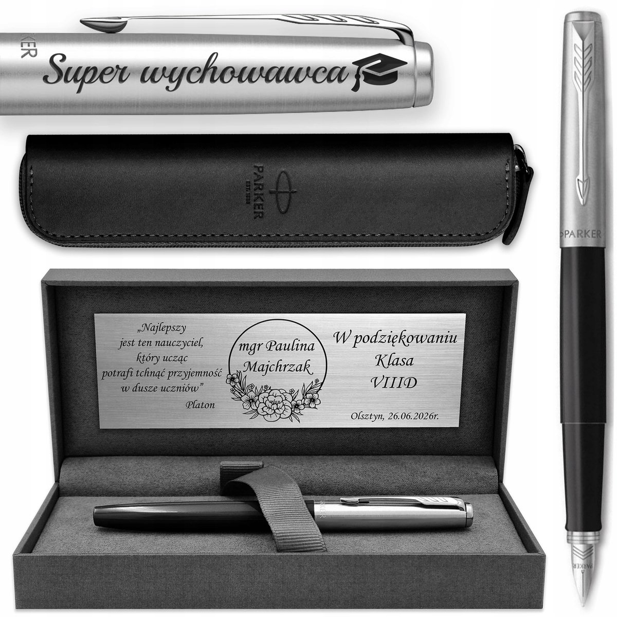 Parker Jotter 60 Vulpen Zwart met gravure en etui - perfect cadeau