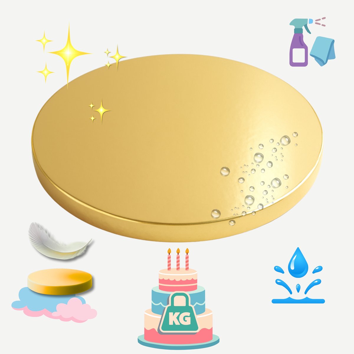 Gouden Styrodur Taartonderlegger Rond 26 cm - Stevig & Decoratief