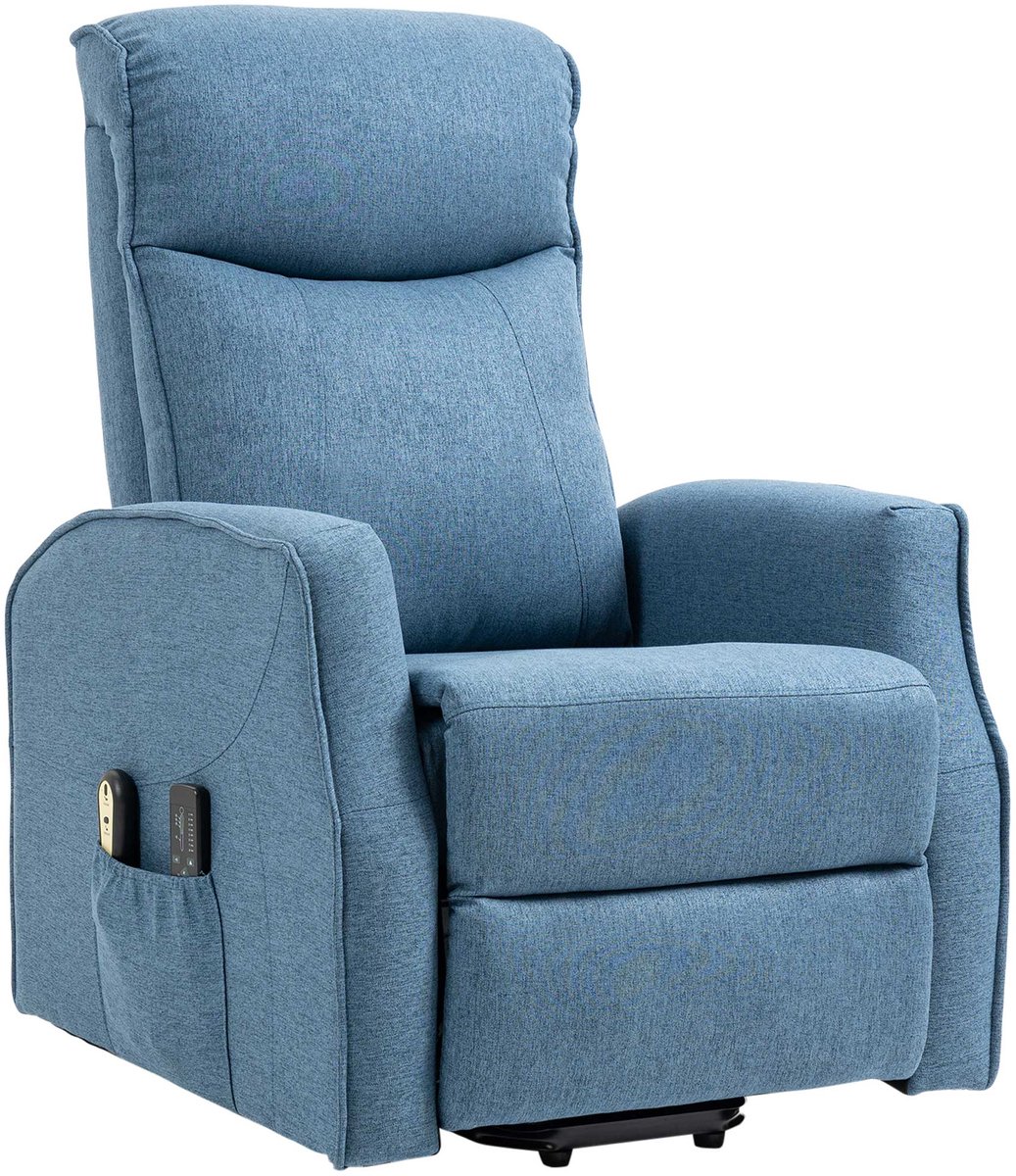 Massagestoel - Relaxfauteuil - Zetel - Sta op stoel elektrisch - Stof - 1 persoons - Met armleuning - Zeer comfortabel - Elektrisch - Blauw