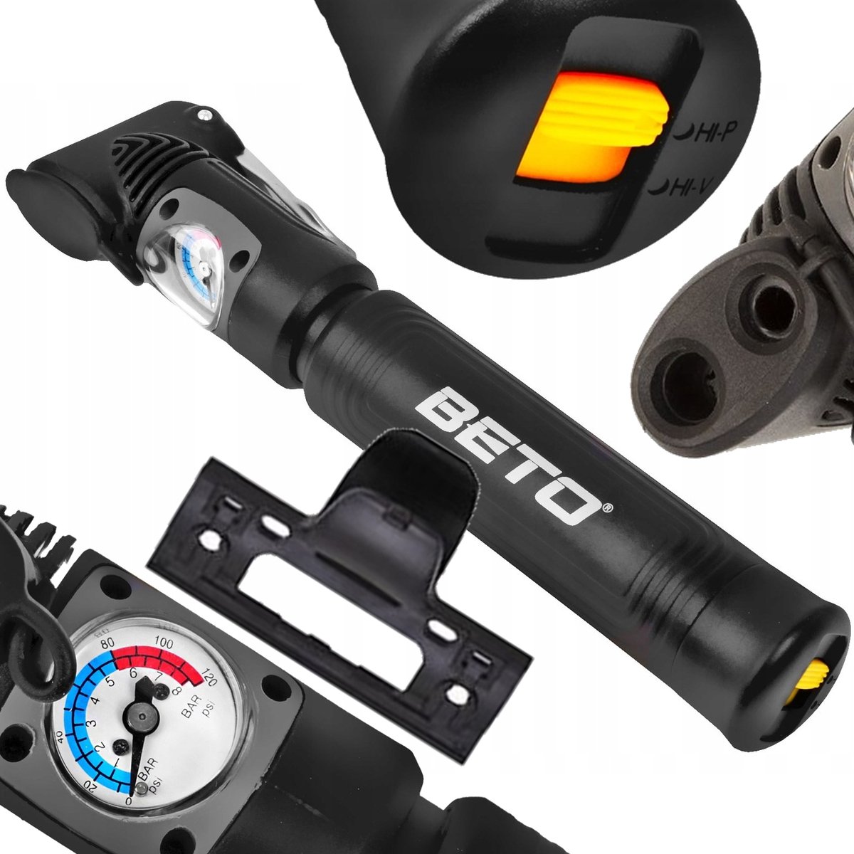 Beto Fietspomp met Manometer - 8 Bar - Universeel Ventiel & Framehouder