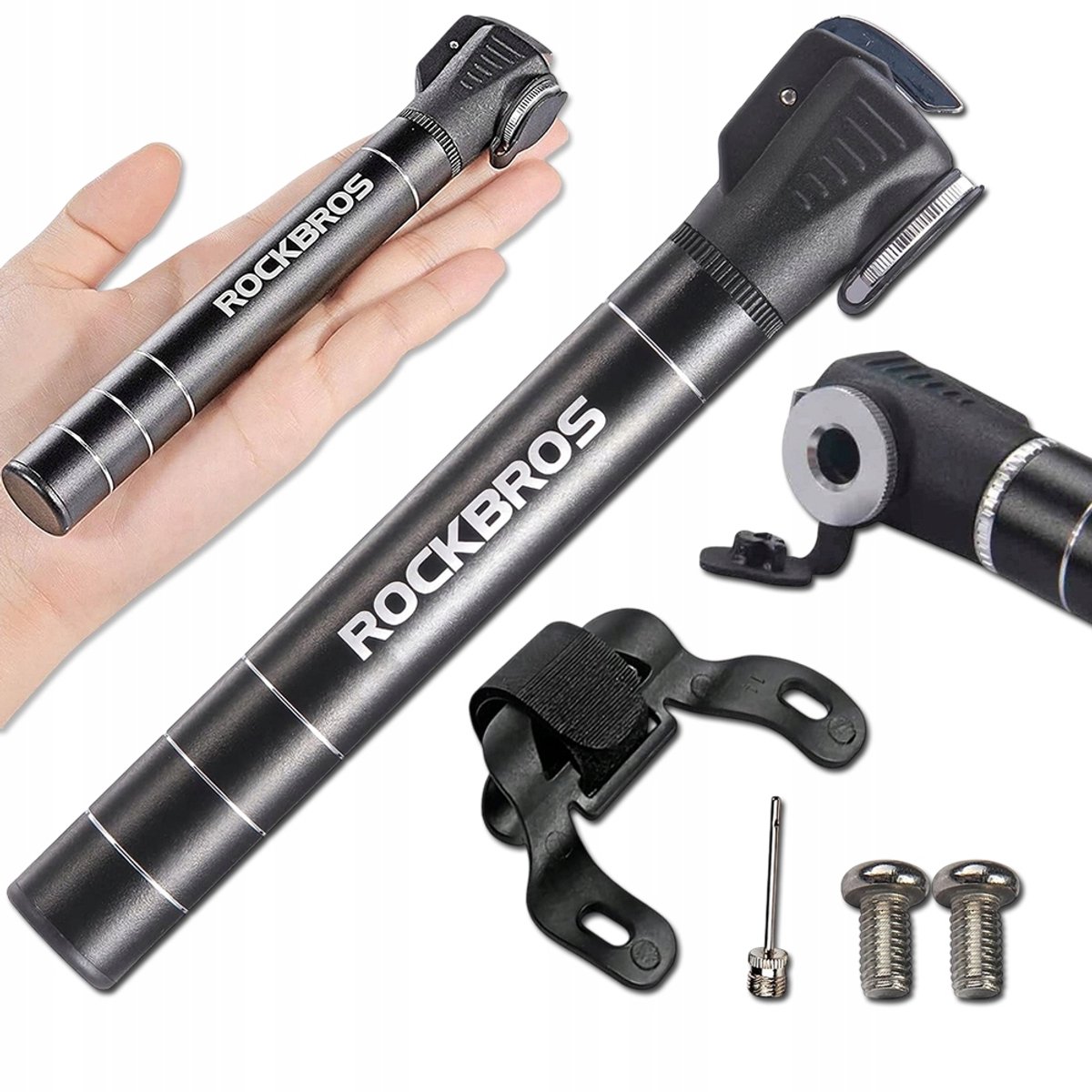 Rockbros Telescopische Fietshandpomp Aluminium AV/FV met Houder