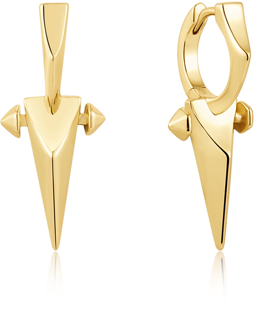 Ania Haie AH E053-07G Polished Punk Dames Oorbellen - Oorhangers - Sieraad - Zilver - Goudkleurig - 925 Zilver - 2 mm breed - 8.5 mm lang