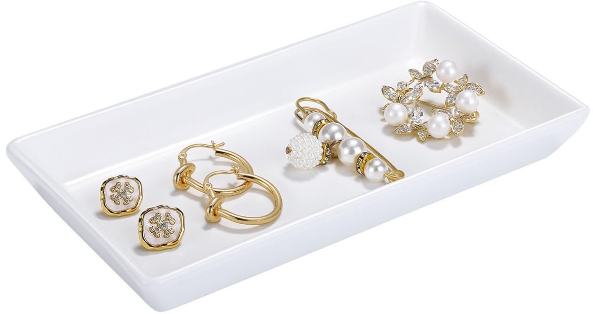 Unyqoos® Compacte keramische opbergdoos voor sieraden en accessoires in wit design