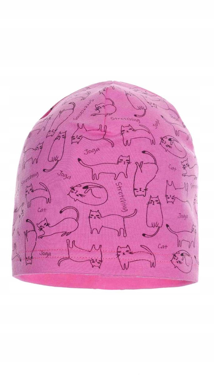 Meisjes muts gebreid katten roze Ambra, maat 48