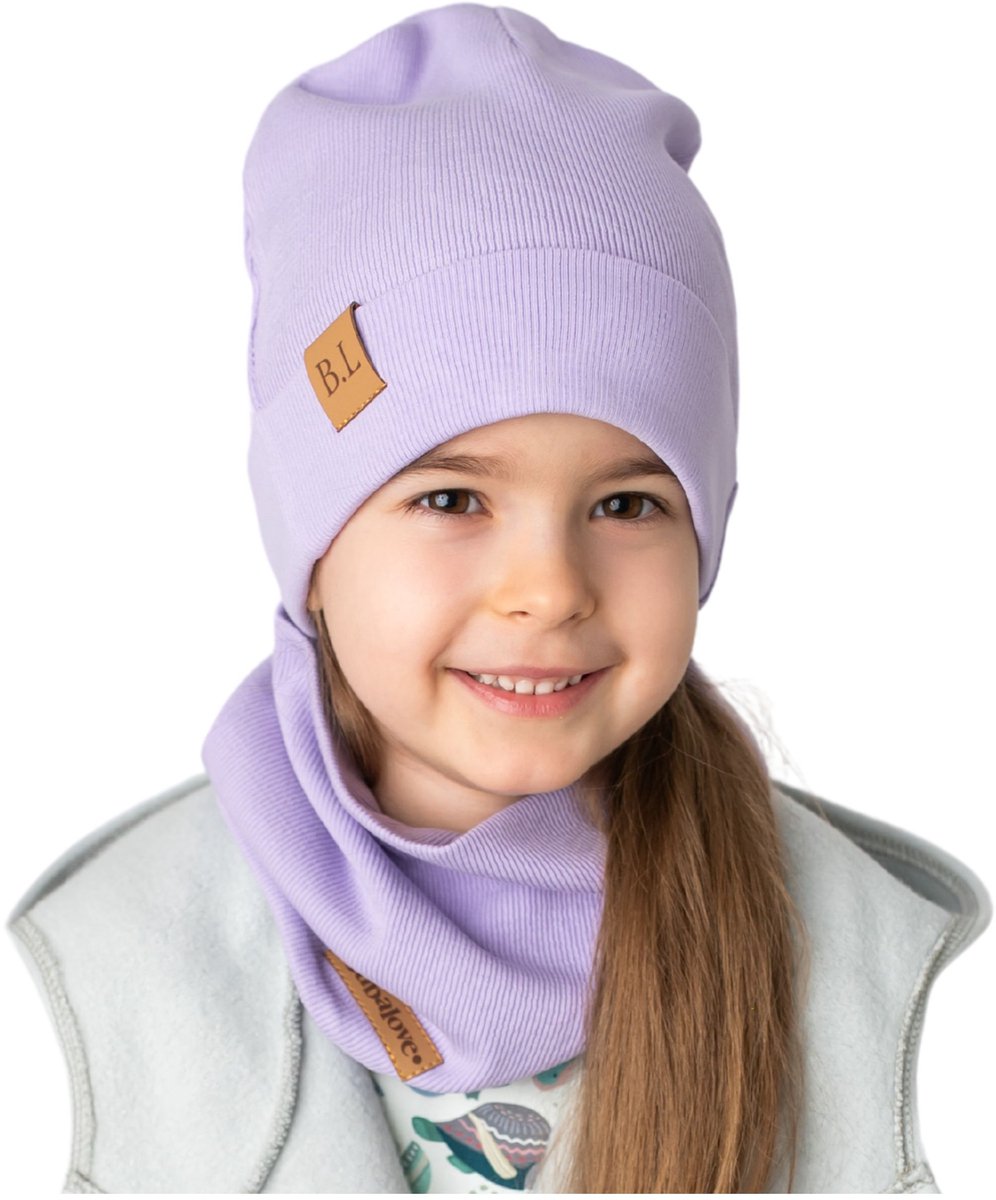 Bubalove Baby Muts & Sjaal Set - Katoen - Paars - 36-40 cm
