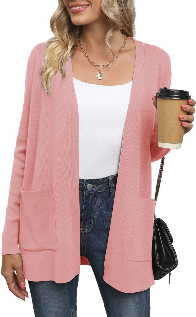 Dames Gebreide Cardigan met Lange Mouwen en Zakken