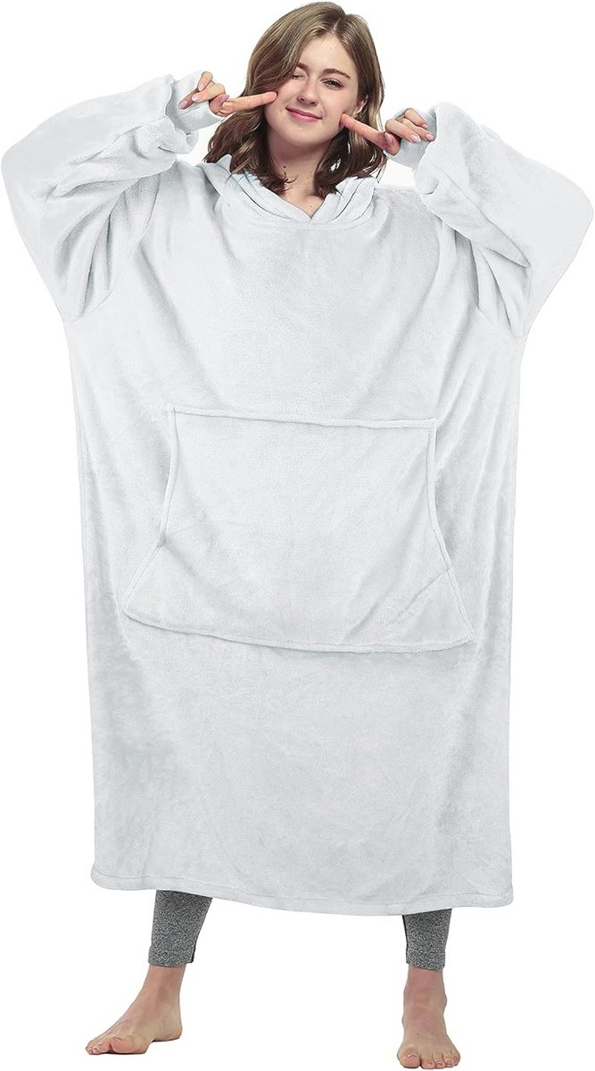 Extra grote fleece capuchondeken voor volwassenen en kinderen - Zacht, comfortabel en draagbaar sweatshirt met capuchon