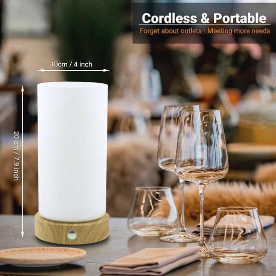 Draadloze Nachtlamp met Dimbare Touchbediening en Oplaadbare Accu — afbeelding 2