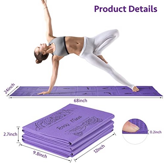 Opvouwbare yogamat voor dames - Antislip oefenmat voor yoga, pilates en fitness — afbeelding 3