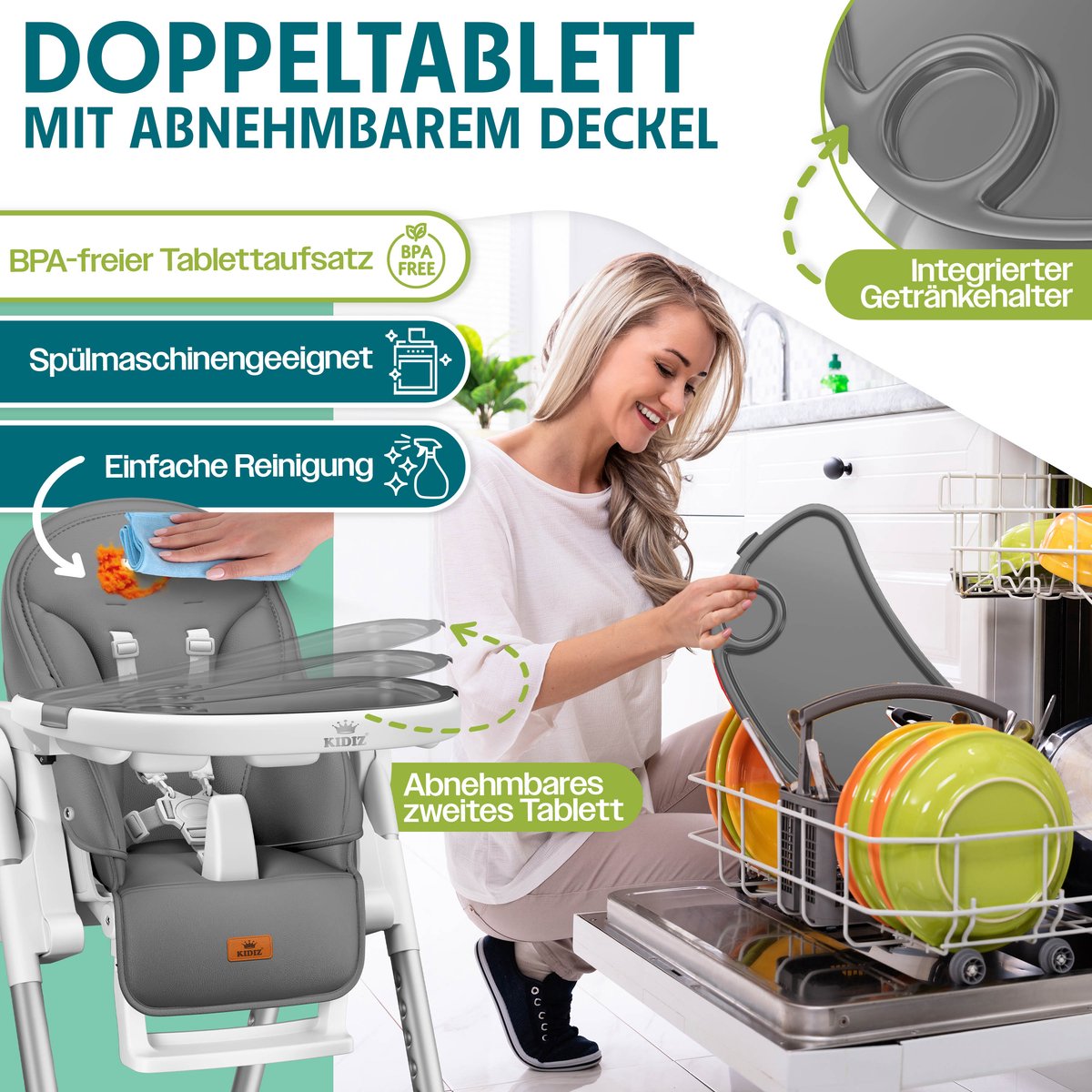 KIDIZ 3in1 kinderstoel: babystoel tot kinderstoel tot 6 jaar thumbnail 5