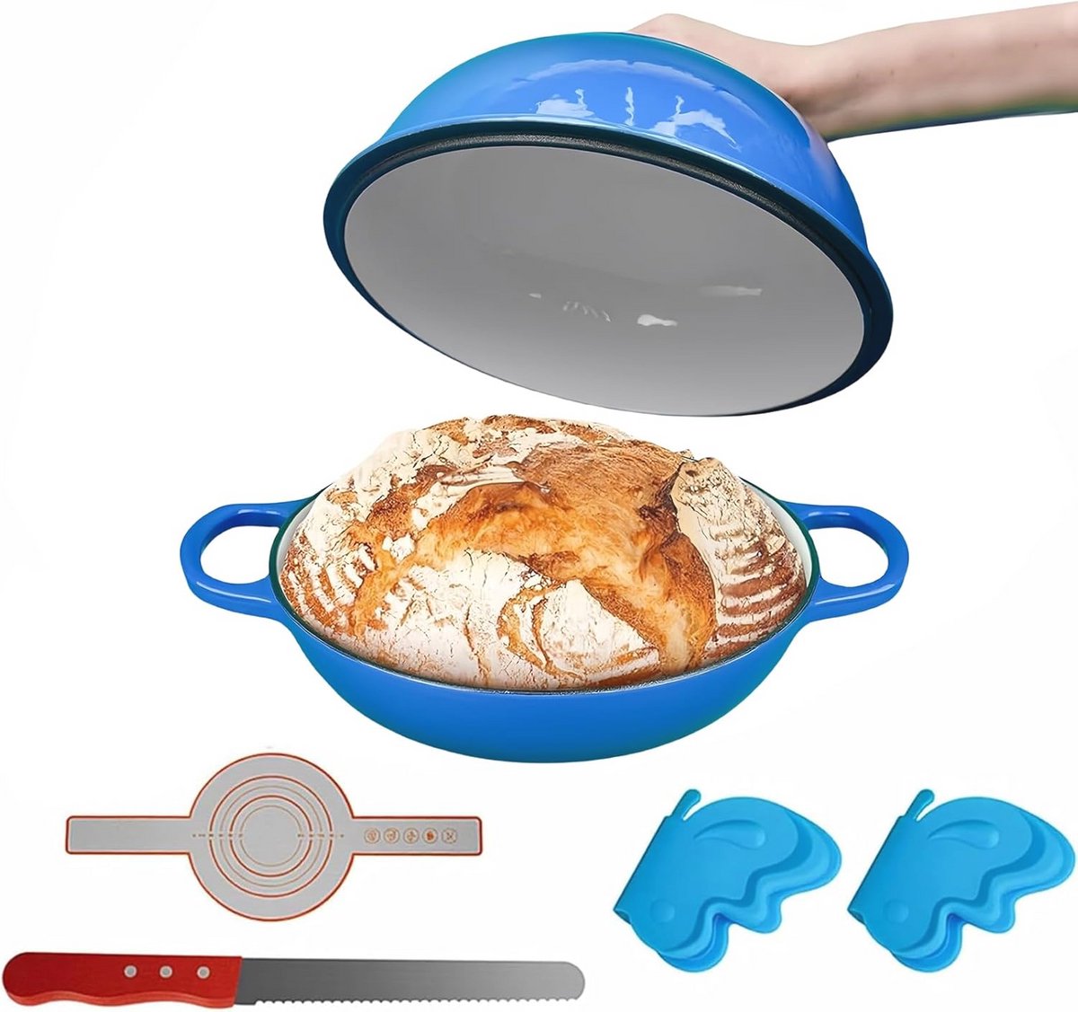 Grote Gietijzeren Broodoven met Cloche Deksel - 5QT voor Zuurdesem Bakken