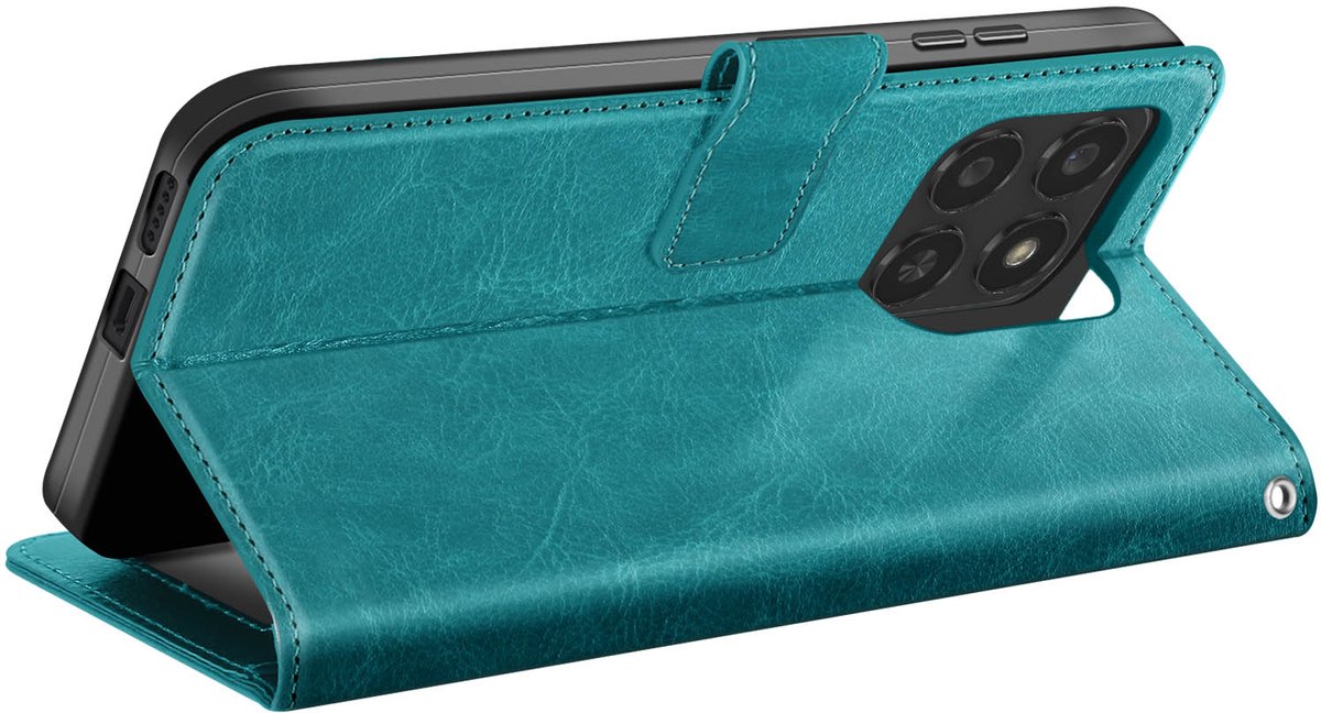 Mayaxess, Hoesje geschikt voor Honor 400 Smart - Shockproof Wallet met Koord, Turquoise