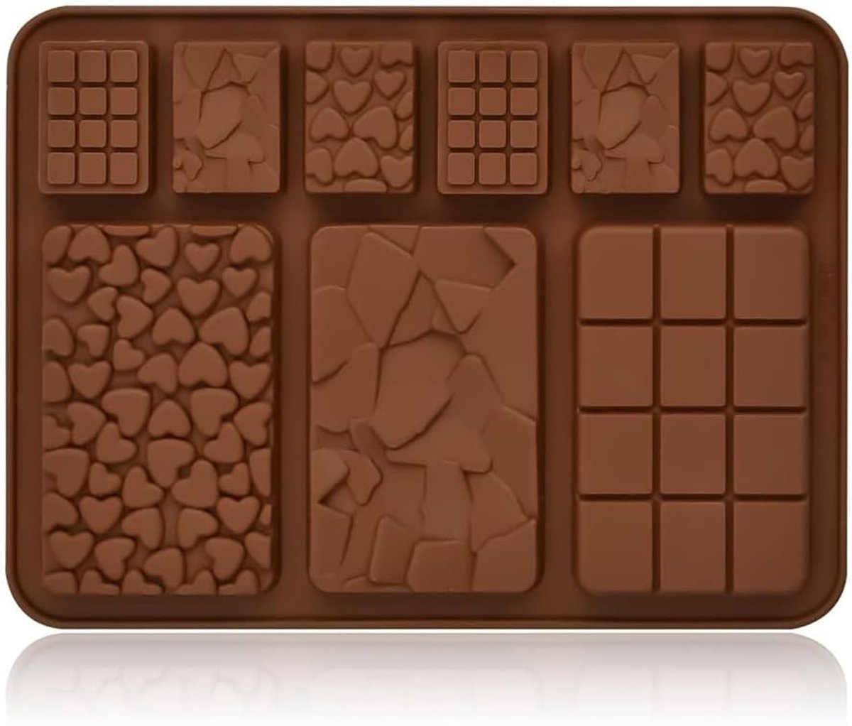 Silicone Chocolate Mold voor 9 DIY Chocolade Tablets - BPA Vrij - Non-Stick - Bruin