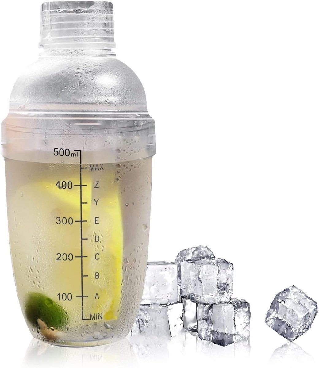 Cocktail Shaker - Plastic Drink Mixer - Ice Tea Shaker Bottle - Cup met Bowls voor Bar (530ml)