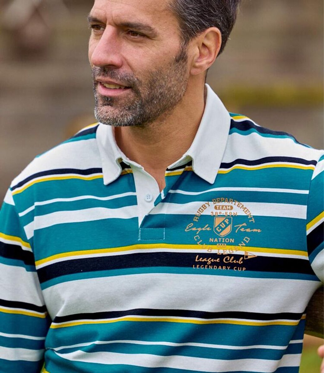 ATLAS FOR MEN - Gestreepte rugbypolo Sportwear - Heren - Verkrijgbaar in grote maten - M