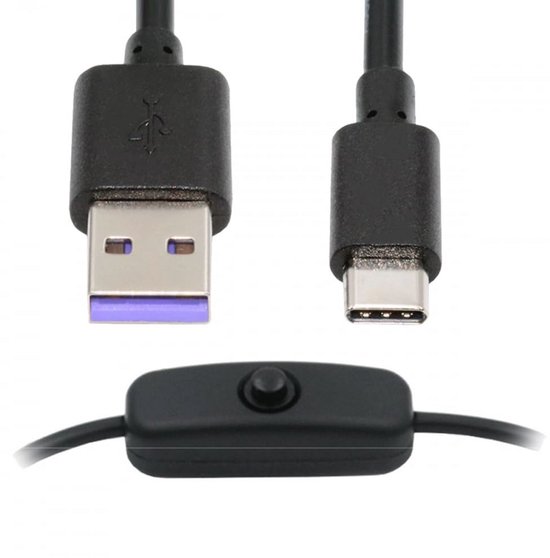 Foto: Usb c naar usb a oplaadkabel met schakelaar 100 cm voor bureaulampen en ventilatoren