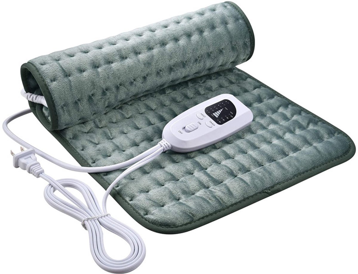 60 x 30 cm extra grote verwarmend kussen - Automatisch uitschakelen - Snelle verwarmingstechnologie, Snelle elektrisch verwarmend kussen voor rug, hals, schouders, Inktgroen